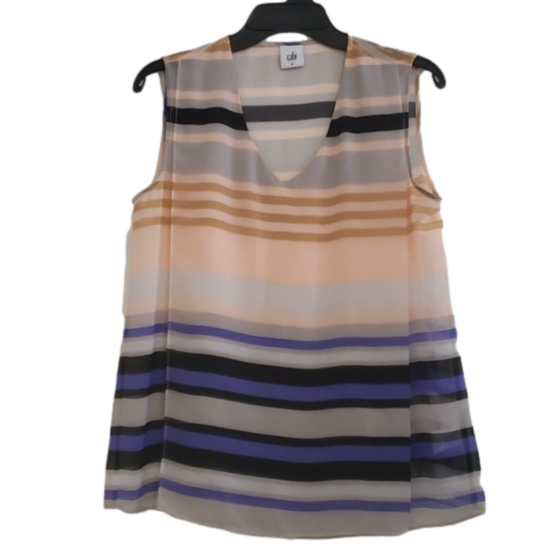 Cabi Striped Multi-Colored Shear Camisole Sz M